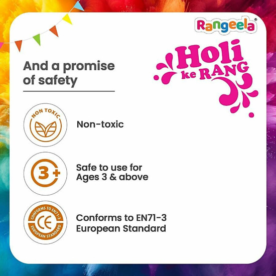 Rangeela Holi Ke Rang - 4 Fluorescent Shades Of Holi Colours 240 g - Safe & Washable