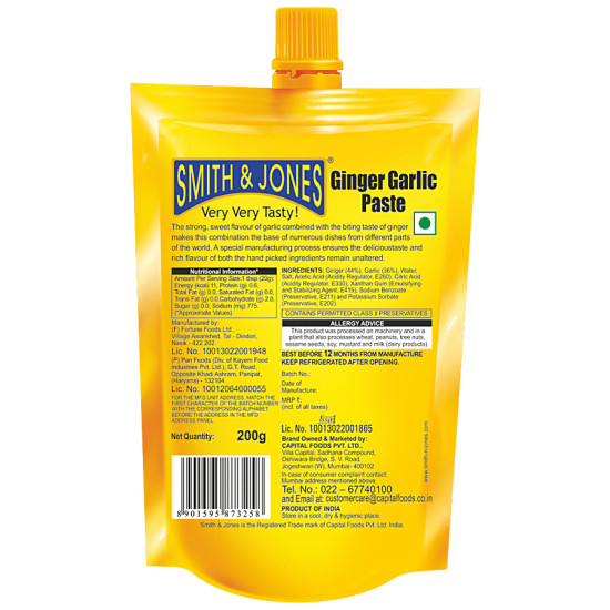 Smith & Jones Ginger Garlic Paste 200 g - Authentic Flavor Enhancer
