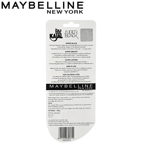 Maybelline New York Colossal Kajal - Super Black 0.35 g - Intense 16-Hour Wear