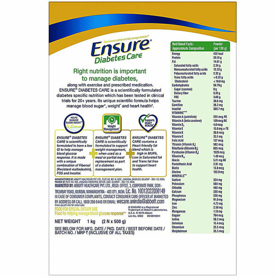 Abbott Ensure Diabetes Care Nutrition Drink - Helps Control Blood Sugar Levels