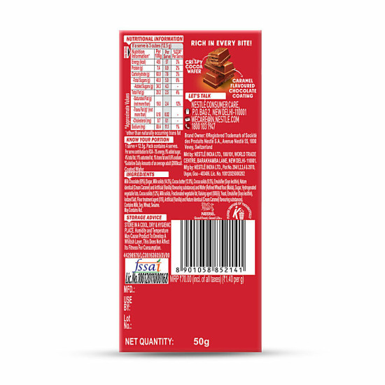 Nestle Kitkat Caramel Chocolate Coated Wafer 50 g - Delicious Break