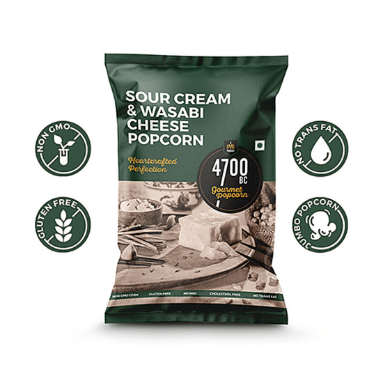 4700BC Gourmet Popcorn - Sour Cream & Wasabi Cheese 35 g - Unique Flavor Experience