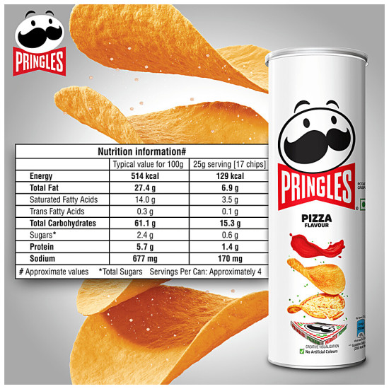 Pringles Pizza Flavoured Potato Chips - Crunchy & Crispy 102 g