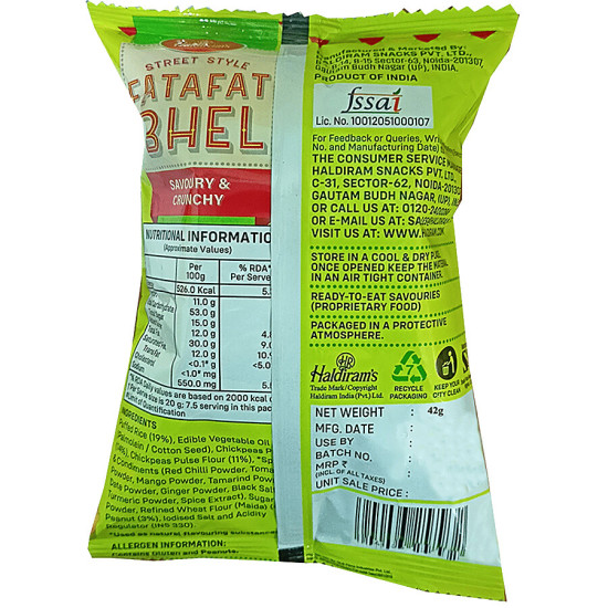 Haldiram's Fatafat Bhel Namkeen 200 g - Spicy Crunchy Snack