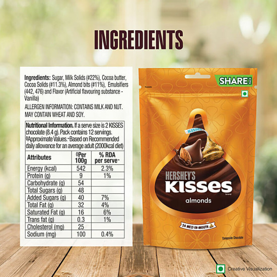 Hershey's Kisses Almonds Chocolate 100.8 g - Melt-in-Mouth Delight