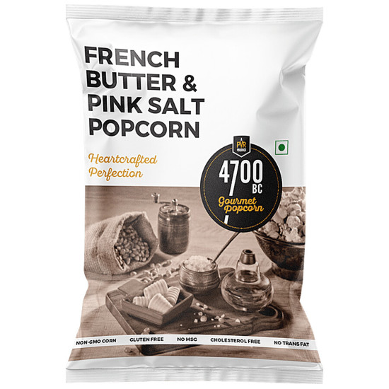 4700BC Gourmet Popcorn - French Butter & Pink Salt 45 g - Deliciously Crafted Snack