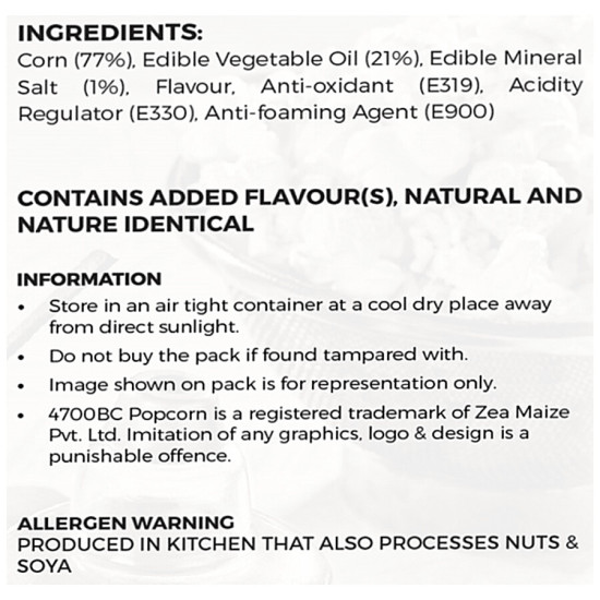 4700BC Gourmet Popcorn - French Butter & Pink Salt 45 g - Deliciously Crafted Snack