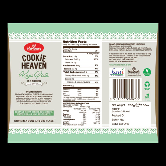 Haldirams Cookie Heaven Kaju Pista Cookies - Exquisite Cashew & Pistachio Delight
