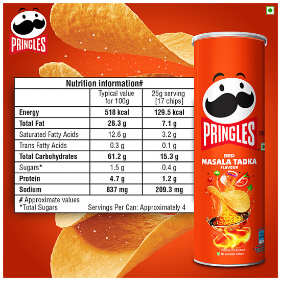 Pringles Potato Chips - Desi Masala Tadka Flavour, Crunchy & Crispy