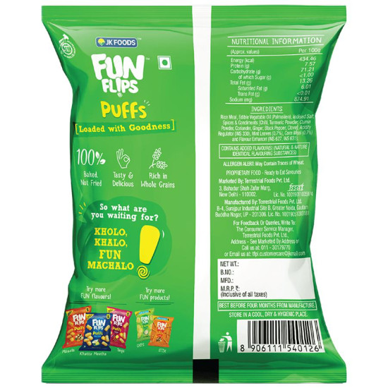 Fun Flips Puffs - Pudina, Baked, 18 g - Healthy Snack Option