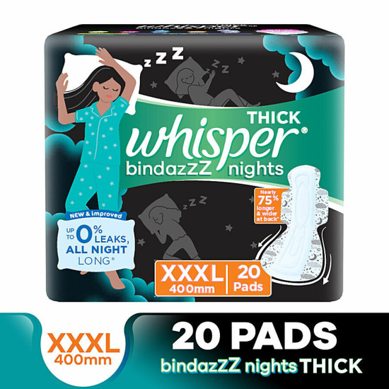 Whisper Bindazzz Nights Sanitary Pads - All Night Protection