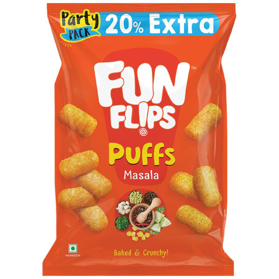 Fun Flips Puffs - Masala, Baked & Crunchy Healthy Snacks