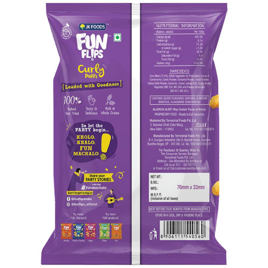 Fun Flips Curly Puffs - Mocktail, Baked & Crunchy Healthy Snacks