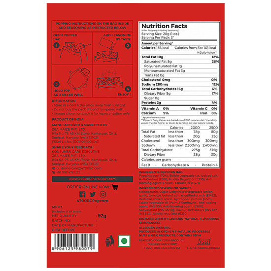 4700BC Microwave Popcorn - Barbeque 92 g - Sweet & Spicy Delight