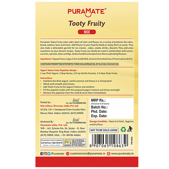 Puramate Tooty Fruity Mix 100 g - Colorful Dessert Garnish