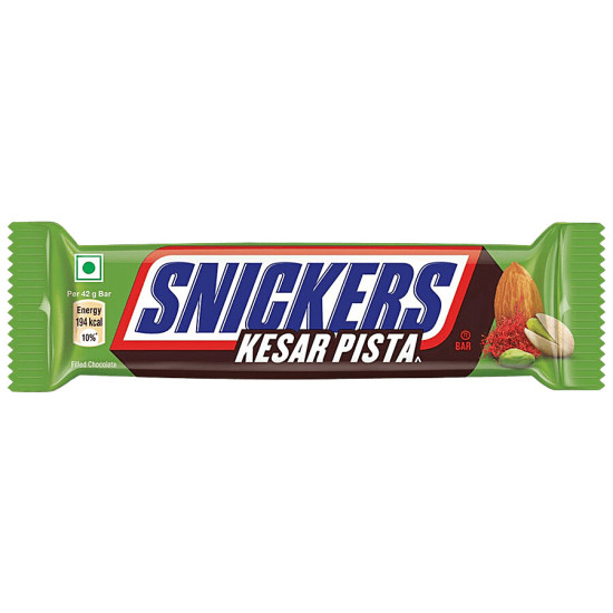 Snickers Kesar Pista Chocolate Bar 42 g - Nutty Delight