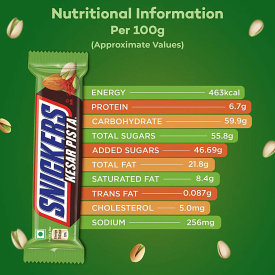 Snickers Kesar Pista Chocolate Bar 42 g - Nutty Delight