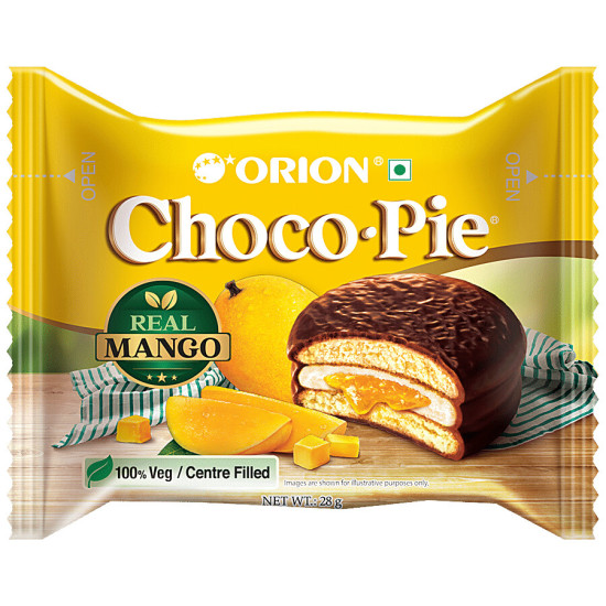 Orion Choco Pie With Real Mango - 100% Vegetarian Delight