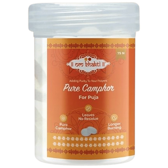 Om Bhakti Pure Camphor - Small, For Puja Purpose, Leaves No Residue