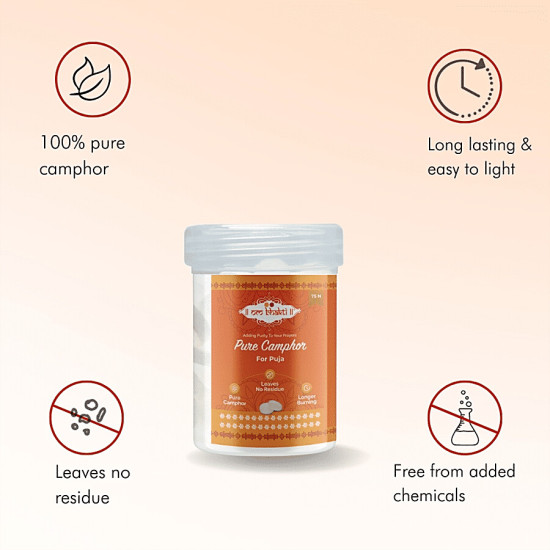 Om Bhakti Pure Camphor - Small, For Puja Purpose, Leaves No Residue