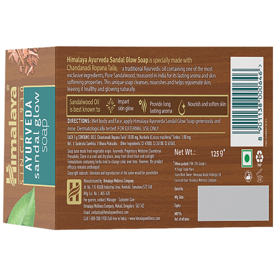Himalaya Ayurveda Sandal Glow Soap 125 g - Pure Sandalwood for Radiant Skin