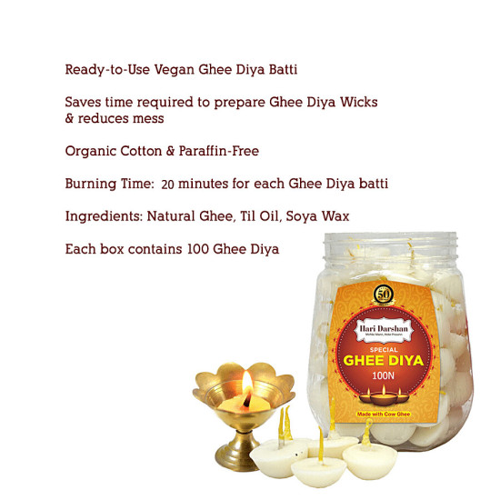 Hari Darshan Special Ghee Diya Battis - Ready To Use, Burns Up To 25 Minutes