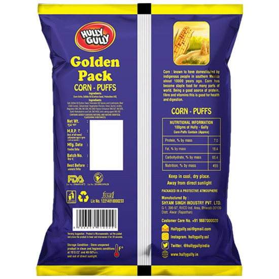 Hully Gully Corn-Puffs - Tangy Cocktail, Baked Snack, 120 G