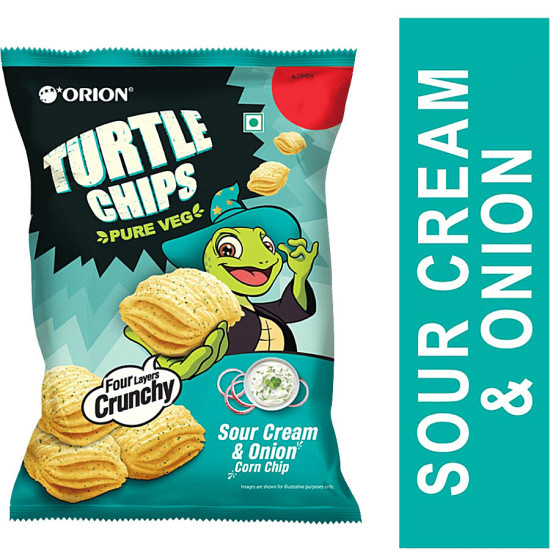 Orion Turtle Chips Sour Cream & Onion Corn Chip - 100% Veg Party Snack