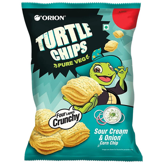Orion Turtle Chips Sour Cream & Onion Corn Chip - 100% Veg Party Snack