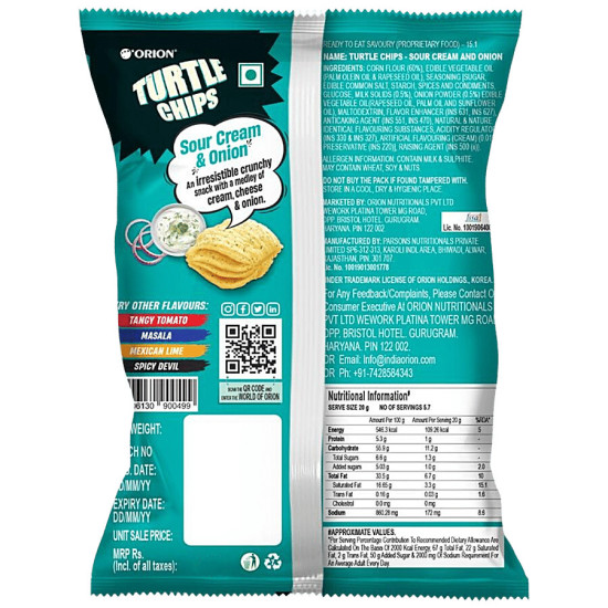 Orion Turtle Chips Sour Cream & Onion Corn Chip - 100% Veg Party Snack