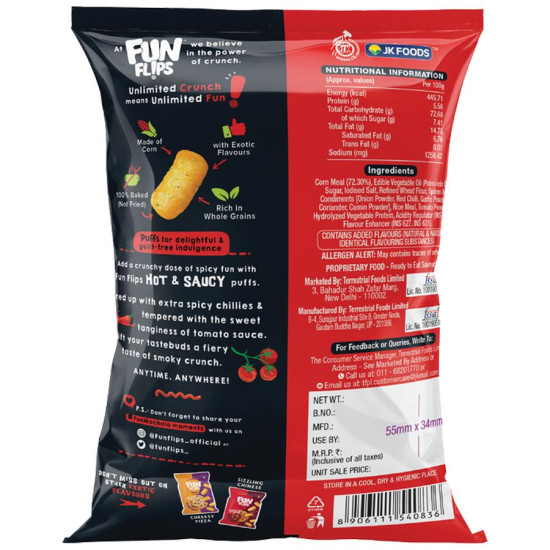 Fun Flips Hot & Saucy Puffs - Baked Corn Snack