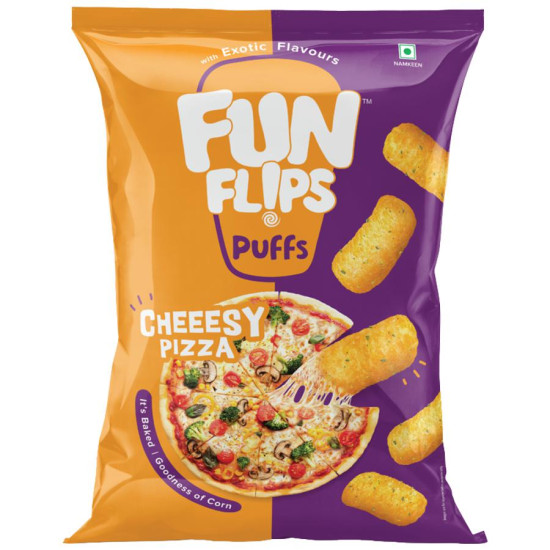 Fun Flips Cheesy Pizza Puffs - Baked Snack, 70g