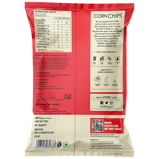 4700BC Corn Chips+ - Hawaiian Barbeque, Popped, Whole Grain Snack