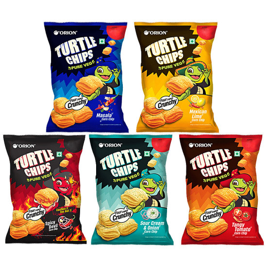 Orion Turtle Chips Assorted Corn Chips 350 g - Crispy & Flavorful Snack