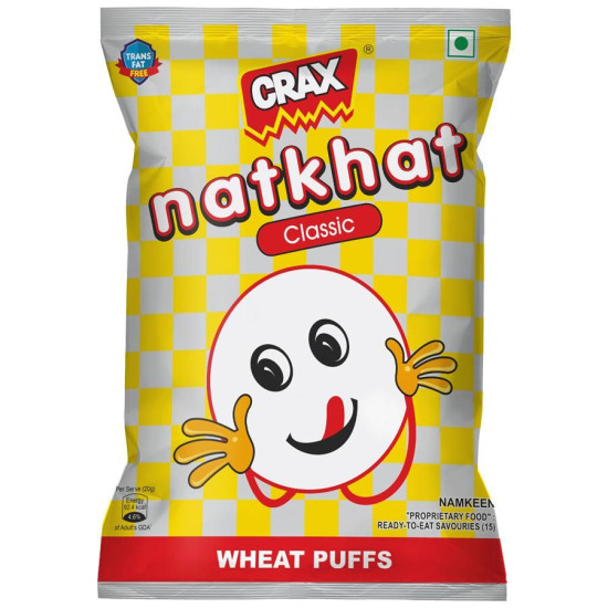 Crax Natkhat Classic Wheat Puffs Namkeen - Light & Crunchy Snack