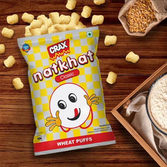 Crax Natkhat Classic Wheat Puffs Namkeen - Light & Crunchy Snack