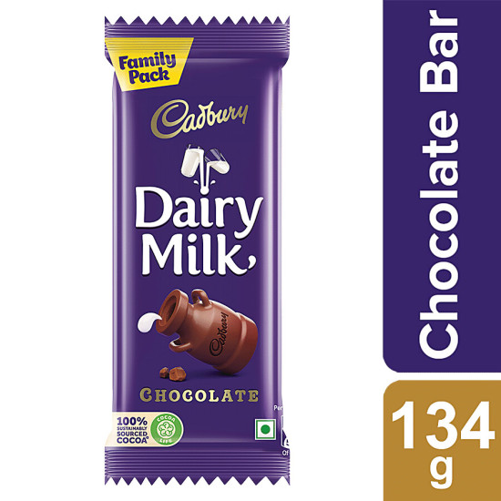 Cadbury Dairy Milk Chocolate Bar 134 g Family Pack - Rich Milk Chocolate Delight