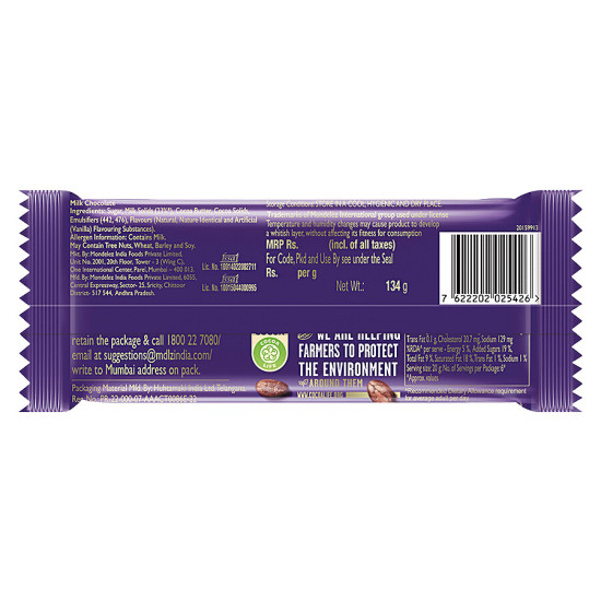 Cadbury Dairy Milk Chocolate Bar 134 g Family Pack - Rich Milk Chocolate Delight