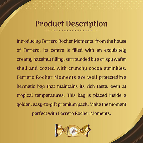 Ferrero Rocher Moments Chocolates 46.4 g - Luxurious Hazelnut Delight