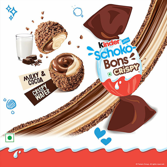 Kinder Schoko Bons Crispy - Milky & Cocoa, Crispy Wafer Delight
