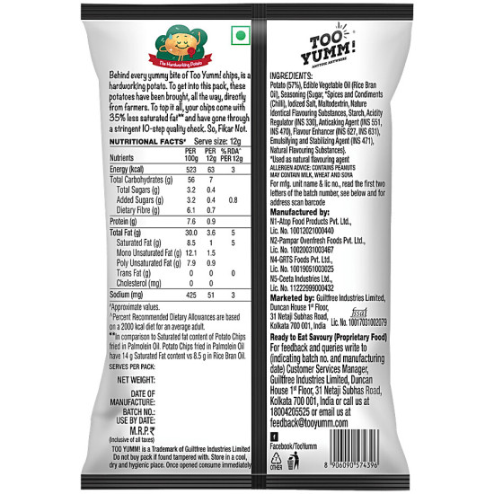 Too Yumm! Bhoot Potato Chips - Bhut Jolokia Chillies Flavour with Naagin Hot Sauce