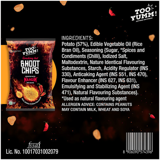 Too Yumm! Bhoot Potato Chips - Bhut Jolokia Chillies Flavour with Naagin Hot Sauce