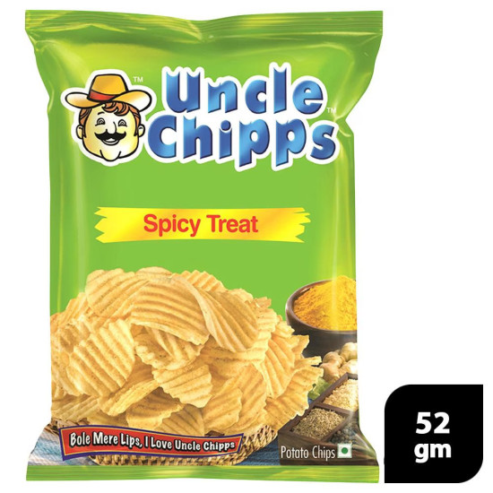 Uncle Chipps Potato Chips - Spicy Treat Flavour, 50 g - Crispy & Spicy Snack