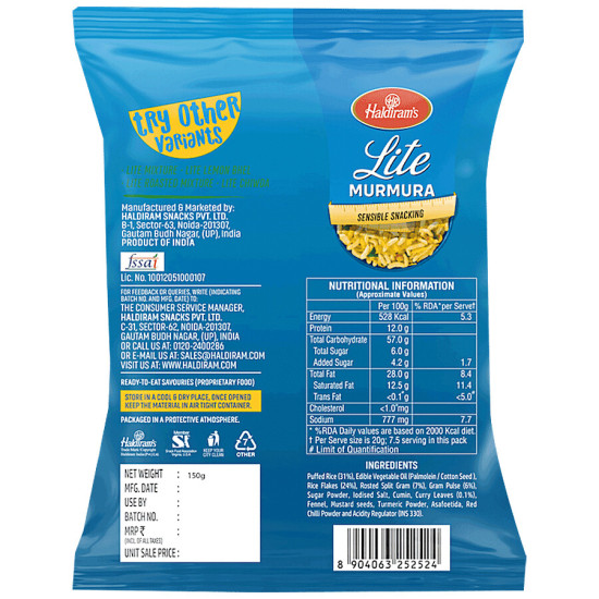 Haldiram's Lite Murmura Namkeen 150 g - Authentic Indian Snack