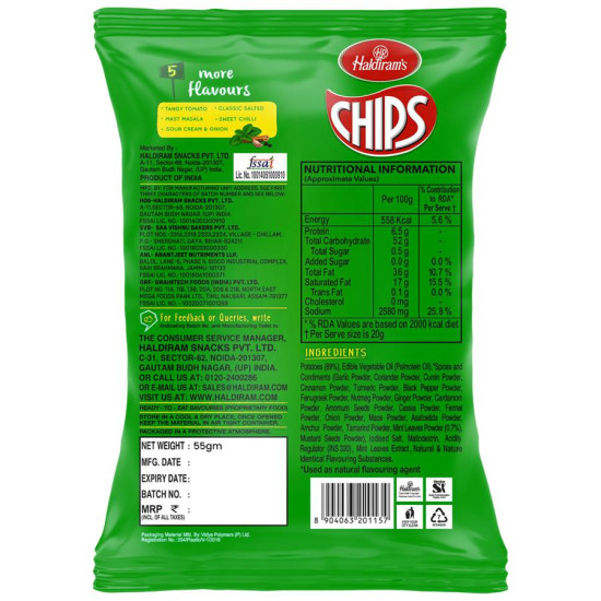 Haldirams Chips - Pudina Treat, 55 G Pouch - Refreshing Pudina Flavor