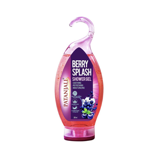 Patanjali Saundarya Shower Gel – Berry Splash (250ml) | Buy 2 Get 1 Free | Herbal Body Wash for Women with Aloe Vera, Rose & Cucumber