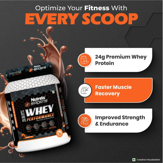Patanjali Nutrela 100% Whey Performance – Premium Ultra-Filtered Protein Blend | Irish Chocolate Flavour – 1kg Protein with Hadjod, Spinach, Shiitake, Corn & Rosehip | Fast Recovery, Stamina, Energy