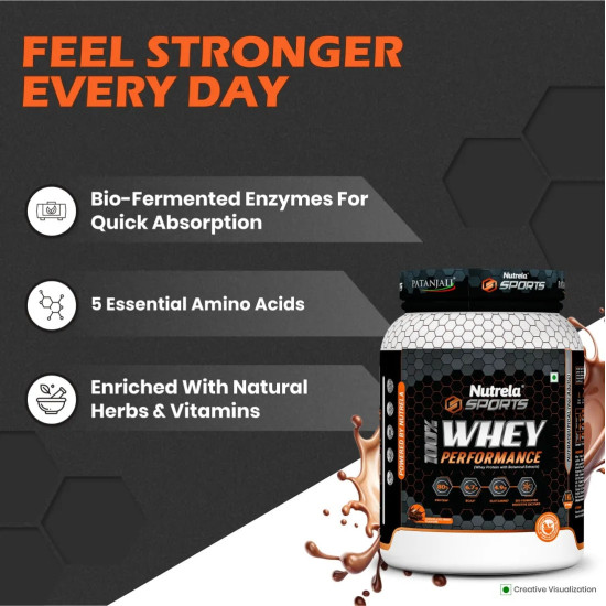 Patanjali Nutrela 100% Whey Performance – Premium Ultra-Filtered Protein Blend | Irish Chocolate Flavour – 1kg Protein with Hadjod, Spinach, Shiitake, Corn & Rosehip | Fast Recovery, Stamina, Energy