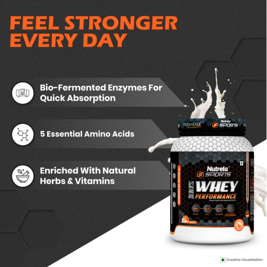 Patanjali Nutrela 100% Whey Performance – Malai Kulfi Flavor (1kg) | Ultra-Filtered Whey Protein Blend with Bio-Fermented Enzymes