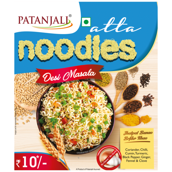 Patanjali Atta Noodles Desi Masala 60g - Authentic Indian Flavor